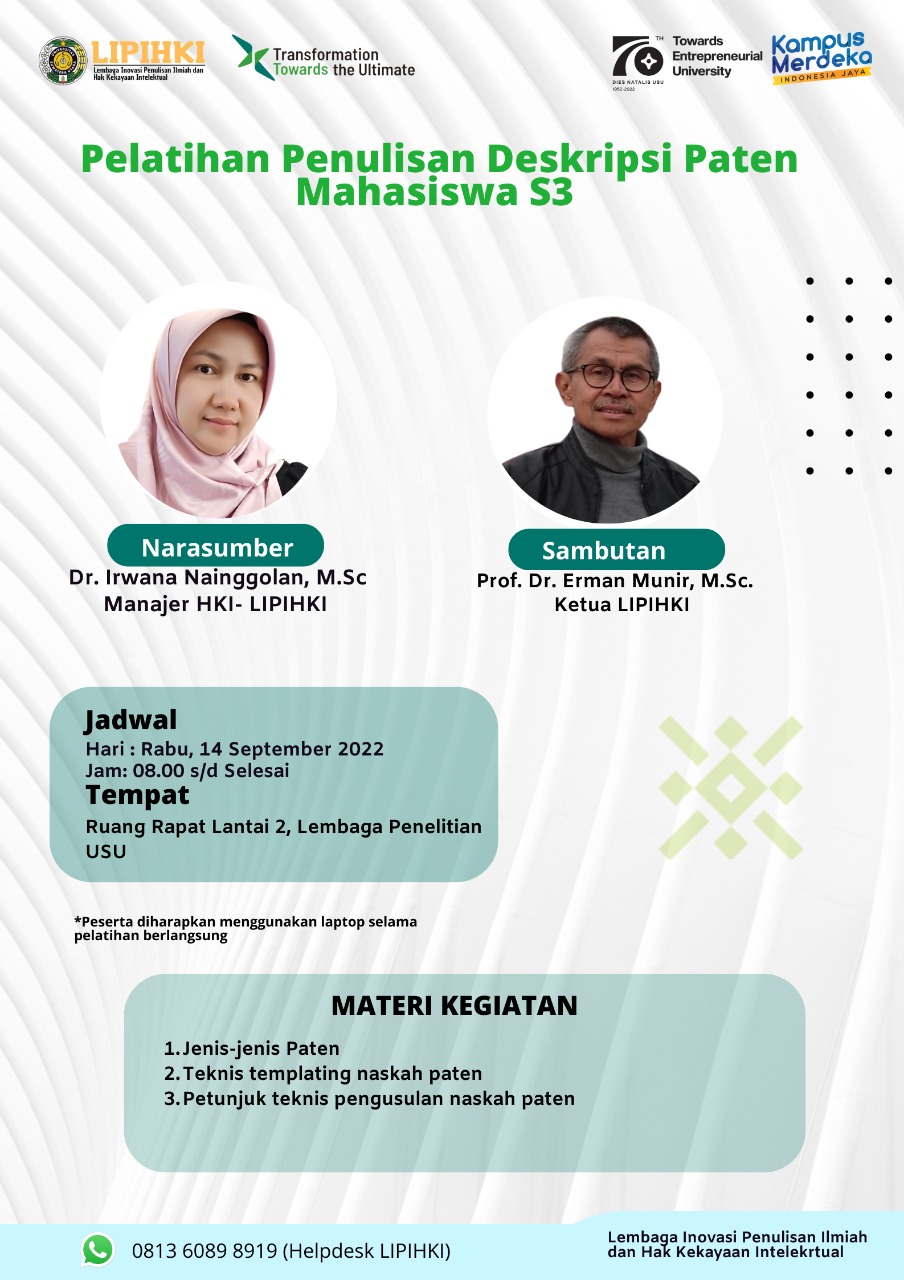 Read more about the article Pelatihan Penulisan Deskripsi Paten Mahasiswa S3